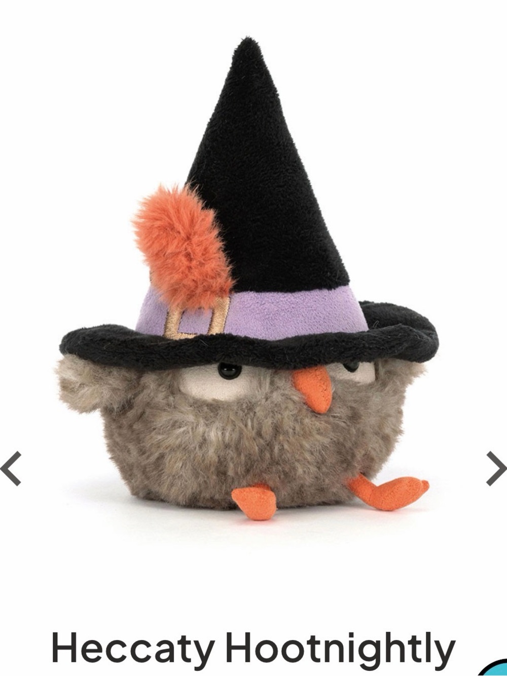 Jellycat Plush Witch Owl Pet Toy - Brown & Black
